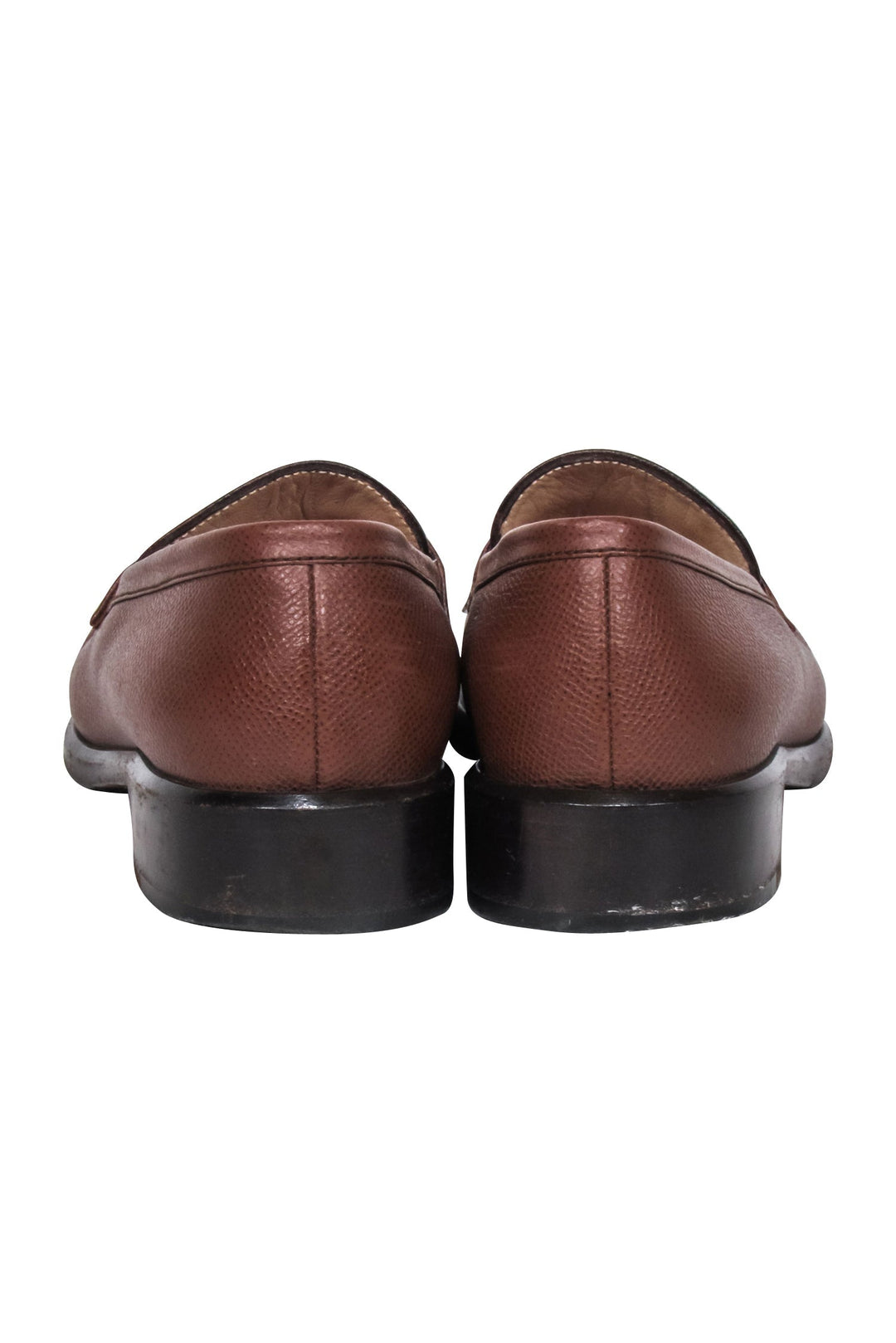 Top Quality Chanel - Brown Leather Loafers w/ Stitched Logo Sz 7.5