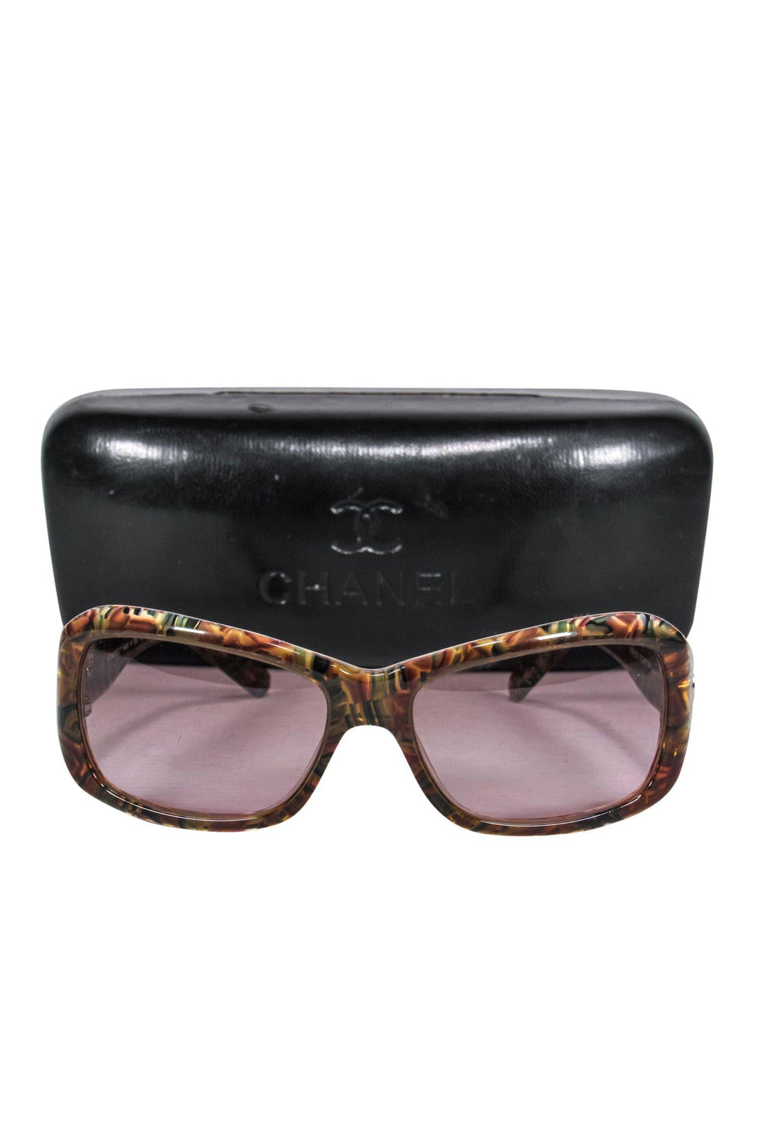 Top Quality Chanel - Brown Marbled Small Square Sunglasses