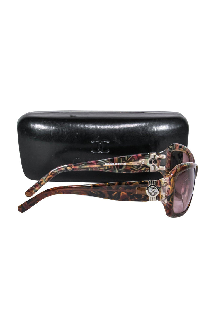 Top Quality Chanel - Brown Marbled Small Square Sunglasses
