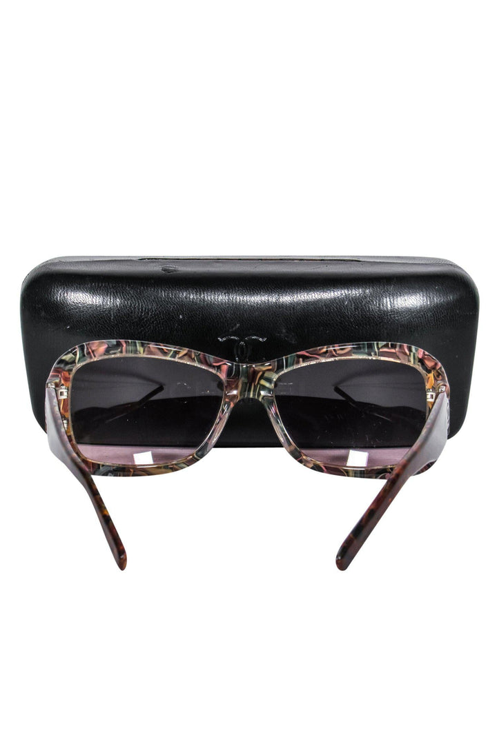 Top Quality Chanel - Brown Marbled Small Square Sunglasses