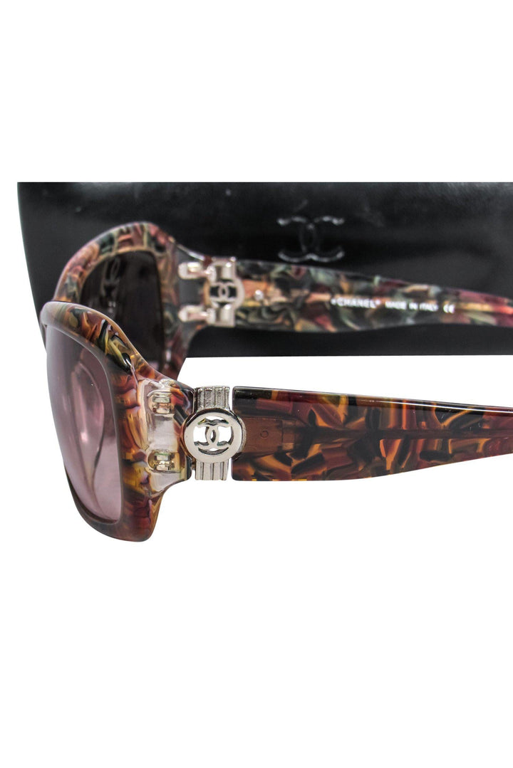Top Quality Chanel - Brown Marbled Small Square Sunglasses