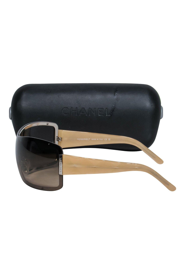 Top Quality Chanel - Brown & Tan Shield-Style Sunglasses
