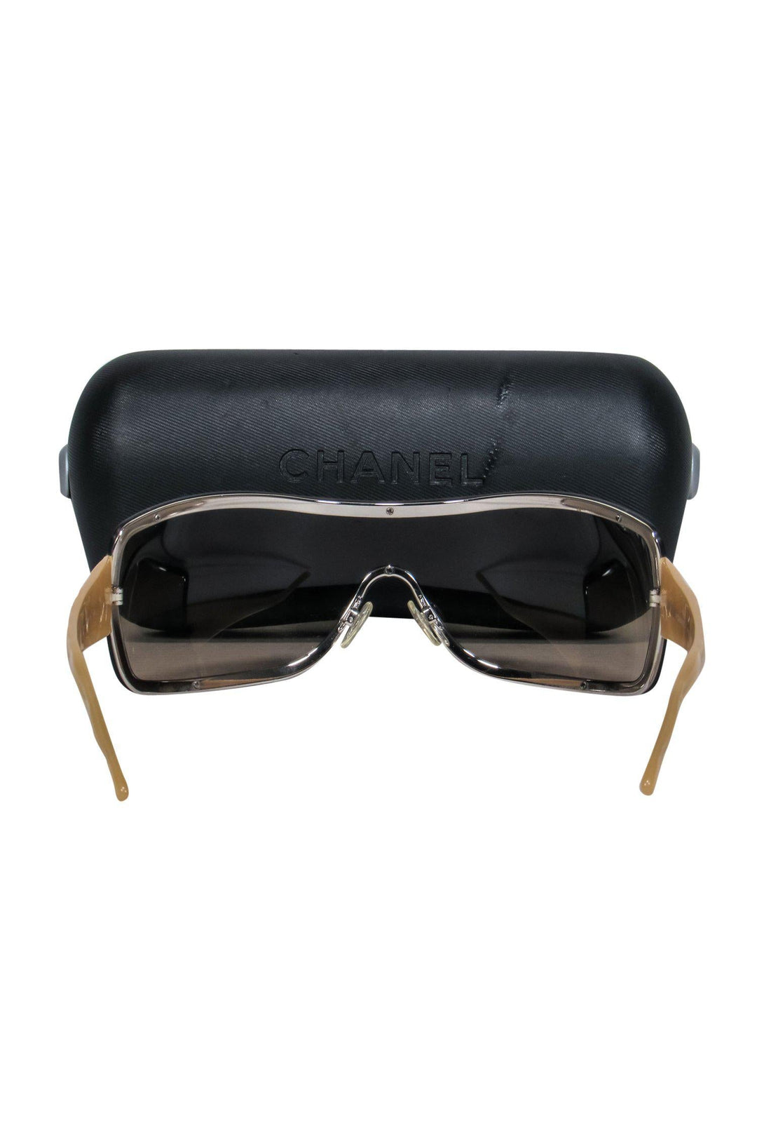 Top Quality Chanel - Brown & Tan Shield-Style Sunglasses