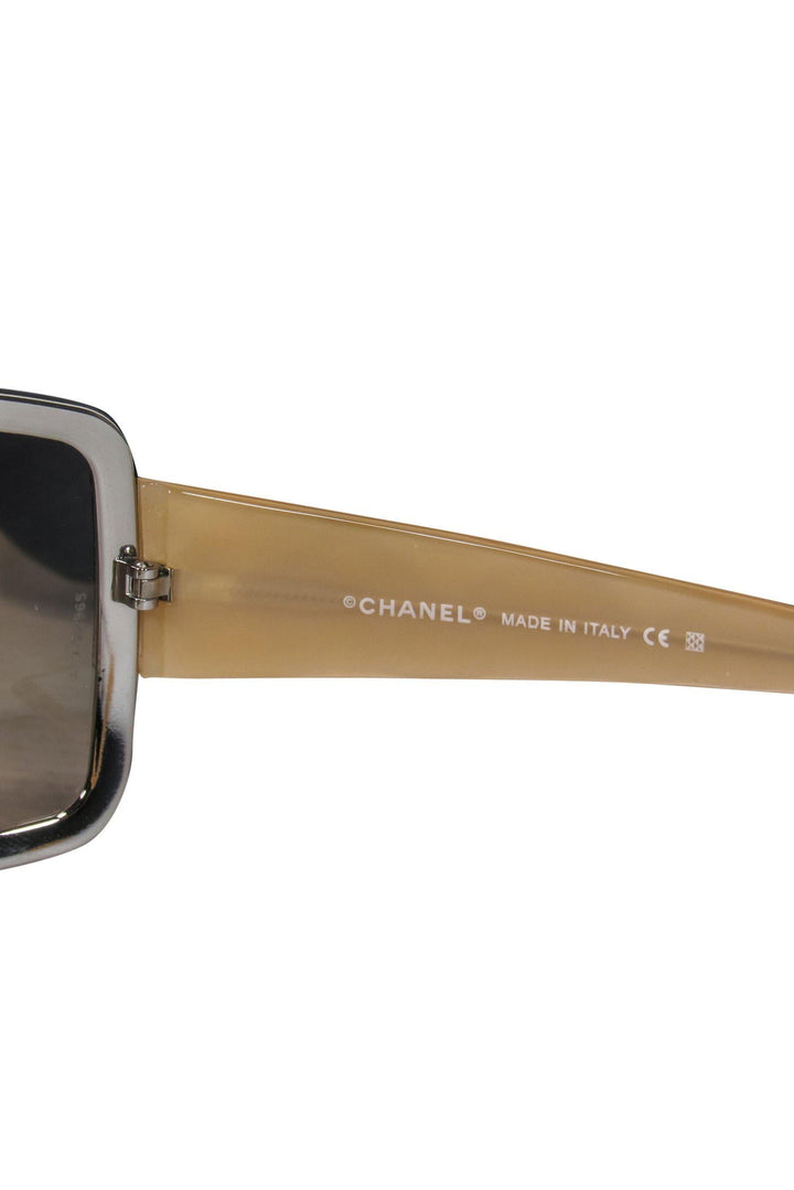 Top Quality Chanel - Brown & Tan Shield-Style Sunglasses