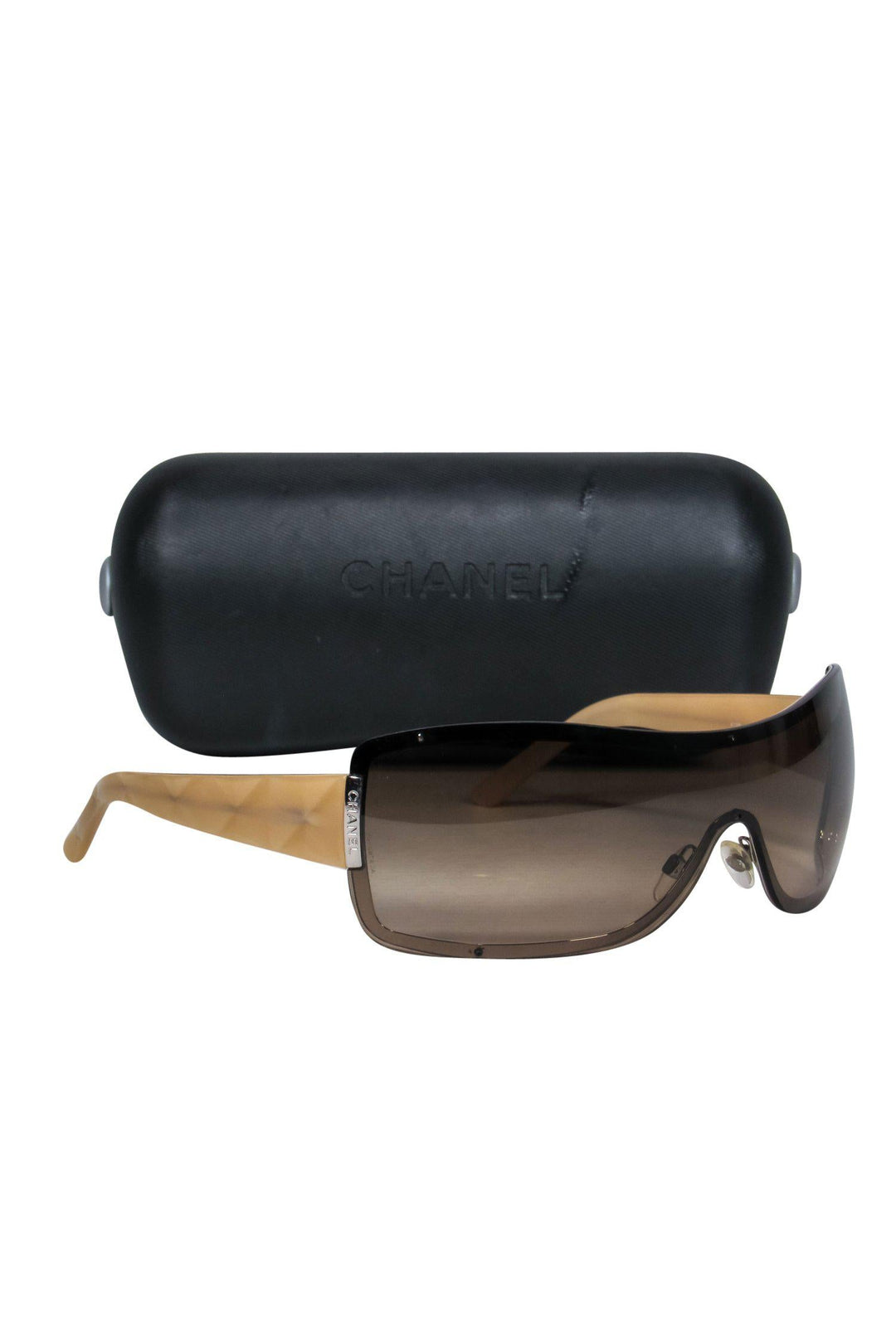Top Quality Chanel - Brown & Tan Shield-Style Sunglasses