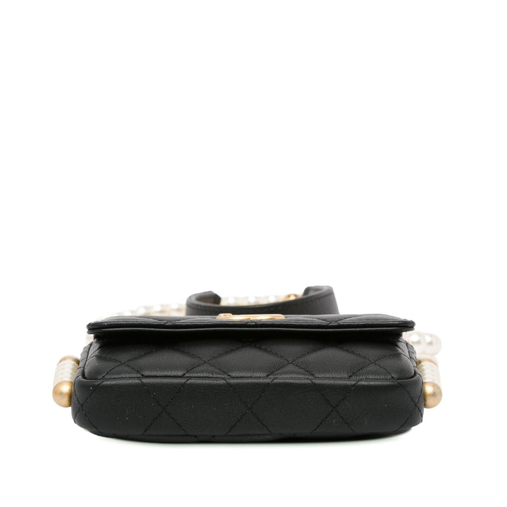 Top Quality Chanel CC Lambskin About Pearls Card Holder On Chain (SHG-viiUda)