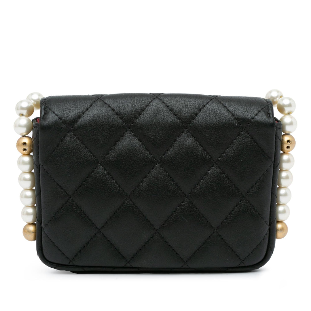 Top Quality Chanel CC Lambskin About Pearls Card Holder On Chain (SHG-viiUda)