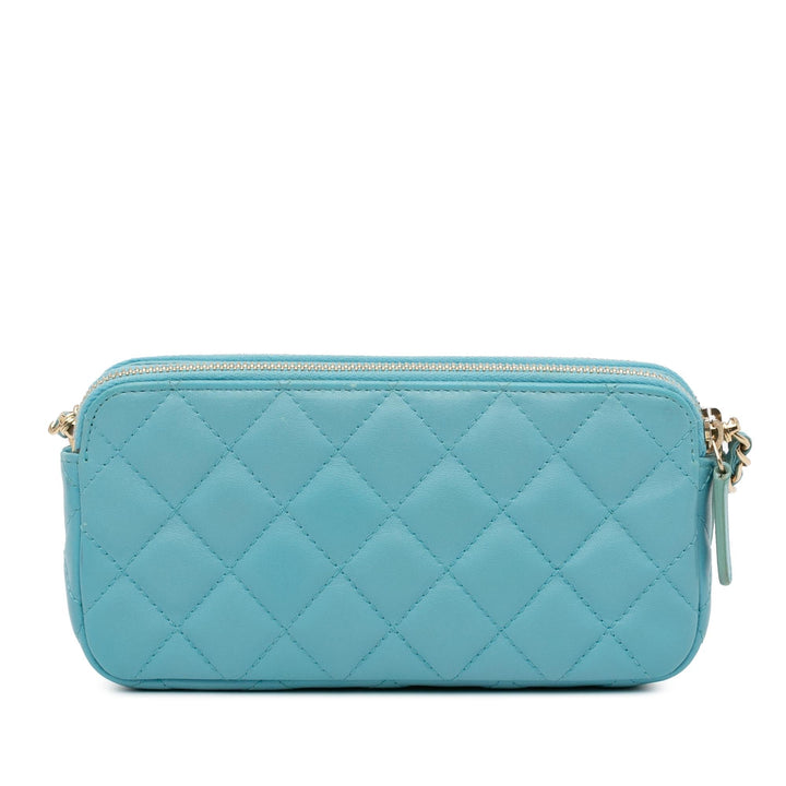 Top Quality Chanel CC Lambskin Double Zip Wallet on Chain (SHG-UJP8RM)