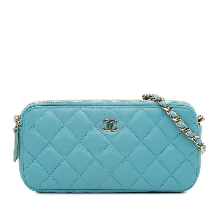 Top Quality Chanel CC Lambskin Double Zip Wallet on Chain (SHG-UJP8RM)