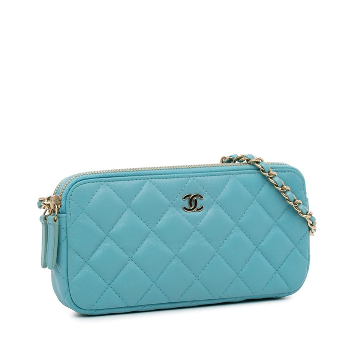Top Quality Chanel CC Lambskin Double Zip Wallet on Chain (SHG-UJP8RM)