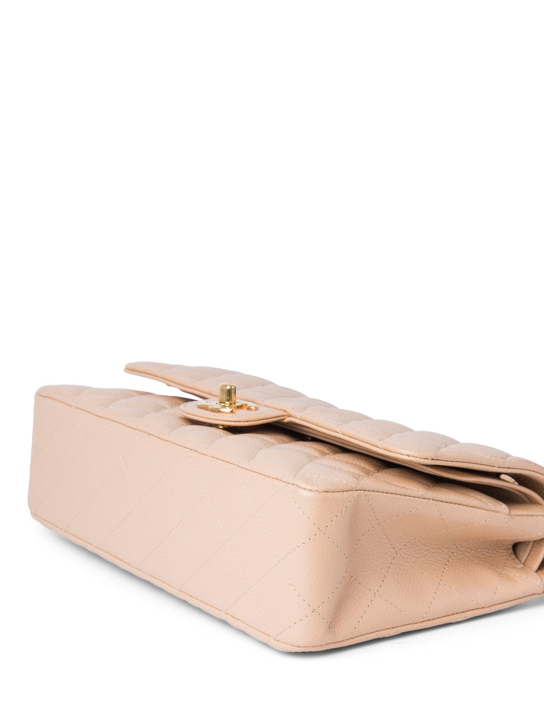 Top Quality Chanel CC Logo Caviar Leather Double Flap Bag Beige Gold