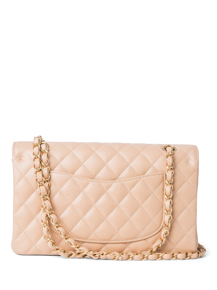 Top Quality Chanel CC Logo Caviar Leather Double Flap Bag Beige Gold