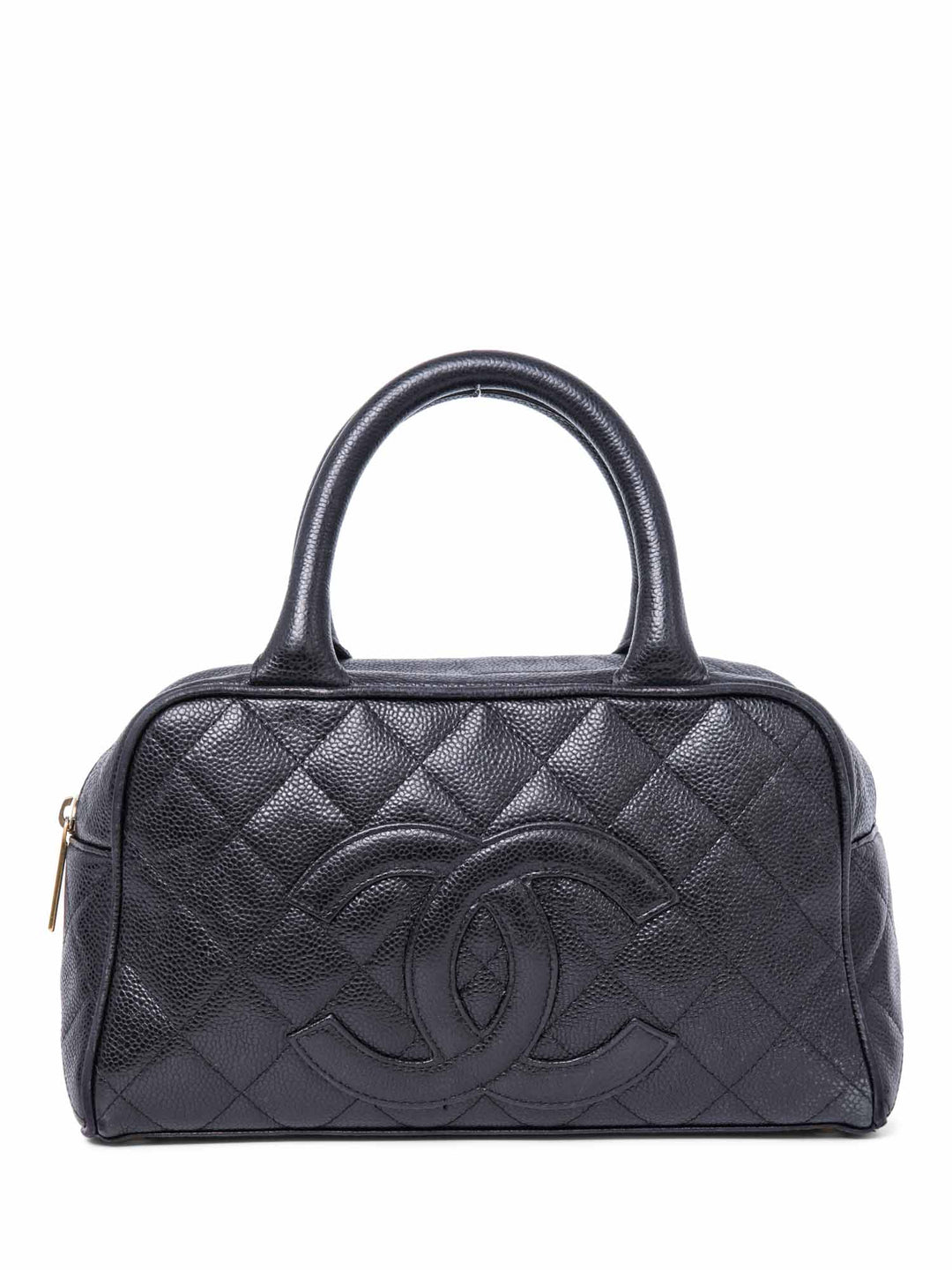 Top Quality Chanel CC Logo Caviar Leather Mini Boston Bag Black