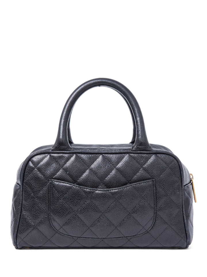 Top Quality Chanel CC Logo Caviar Leather Mini Boston Bag Black