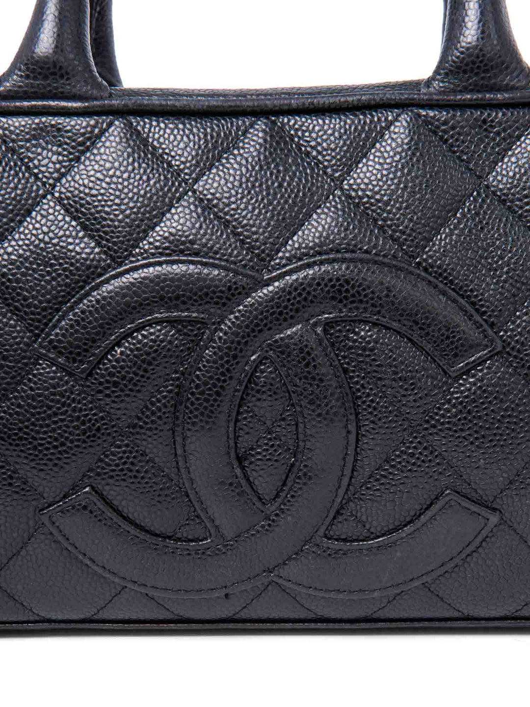 Top Quality Chanel CC Logo Caviar Leather Mini Boston Bag Black