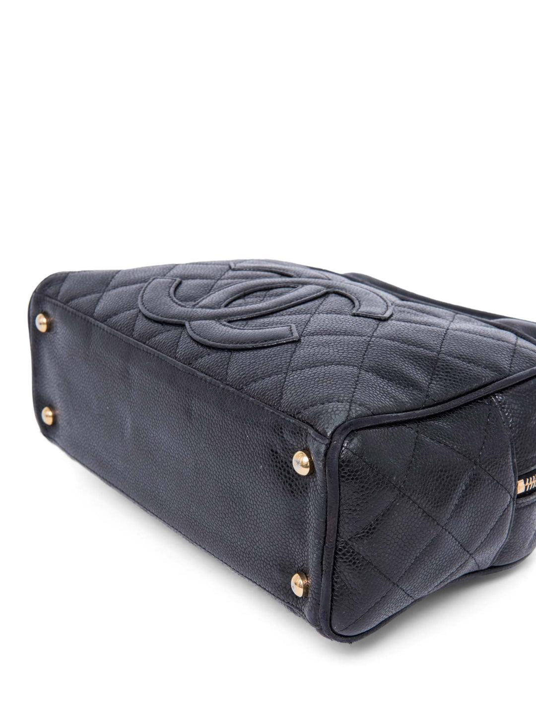 Top Quality Chanel CC Logo Caviar Leather Mini Boston Bag Black