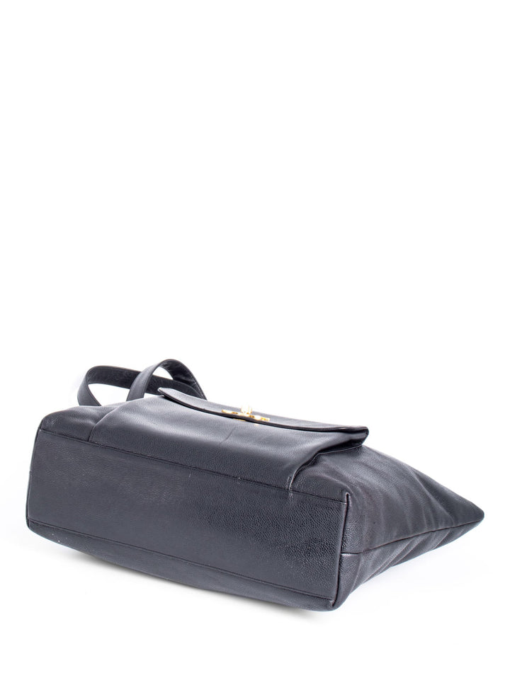 Top Quality Chanel CC Logo Caviar Leather Shopper Bag Black