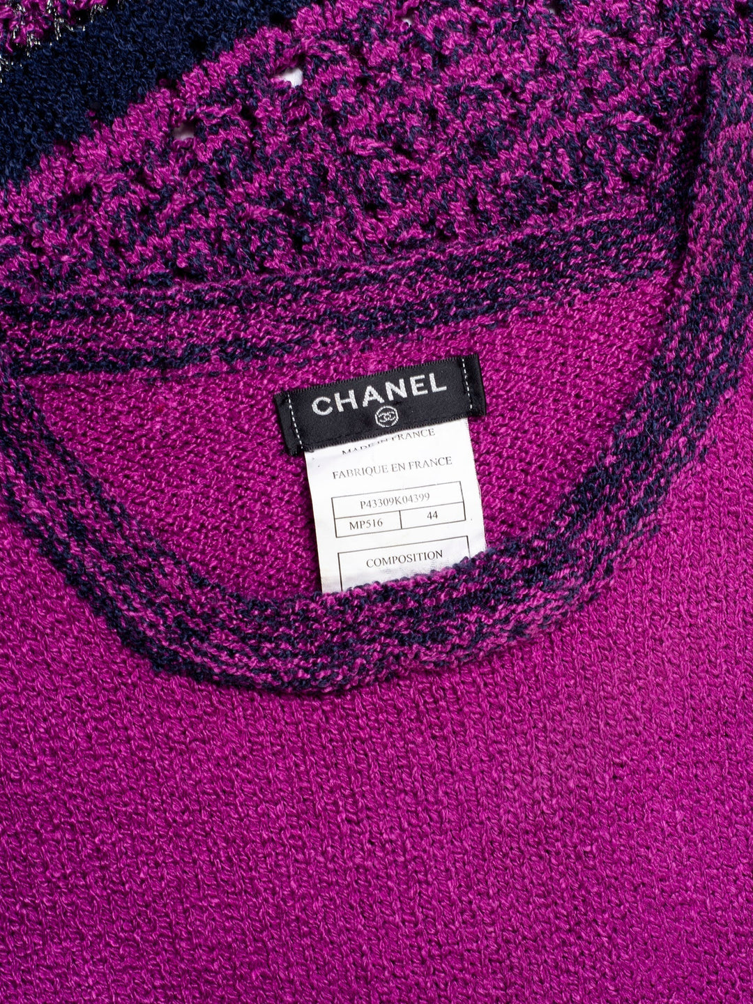 Top Quality Chanel CC Logo Knitted Sparkly Dress Purple
