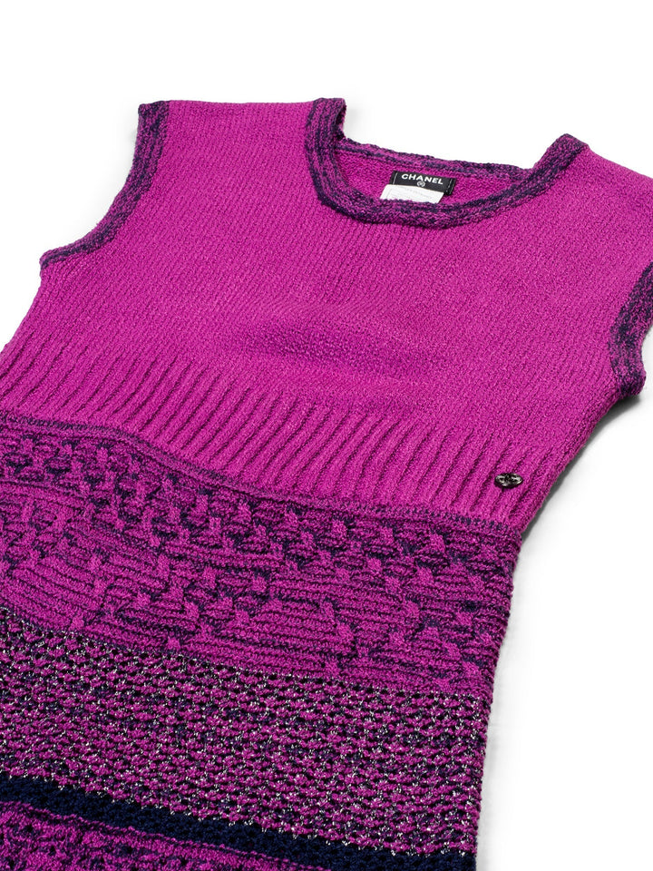 Top Quality Chanel CC Logo Knitted Sparkly Dress Purple