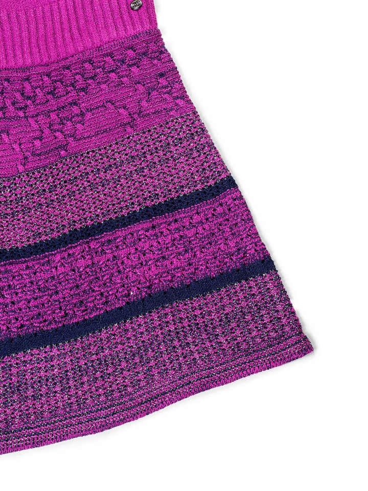 Top Quality Chanel CC Logo Knitted Sparkly Dress Purple