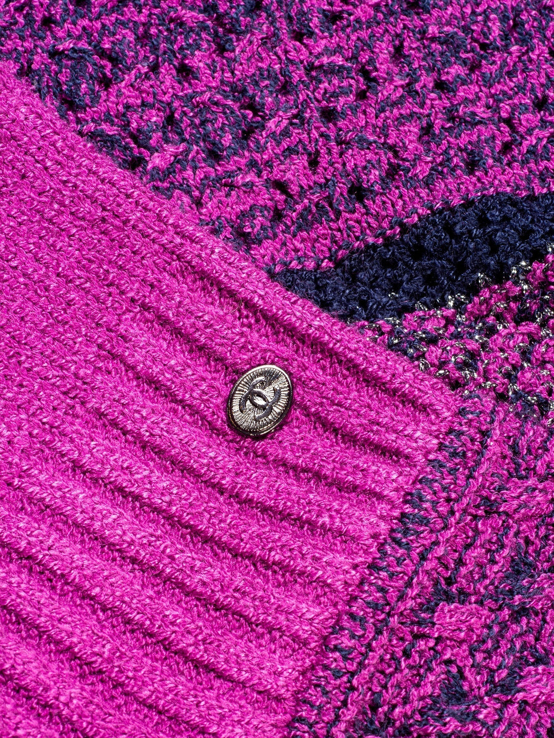 Top Quality Chanel CC Logo Knitted Sparkly Dress Purple