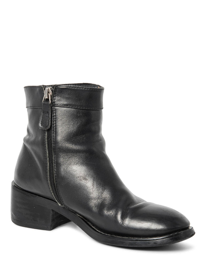 Top Quality Chanel CC Logo Leather Ankle Biker Boots Black Silver