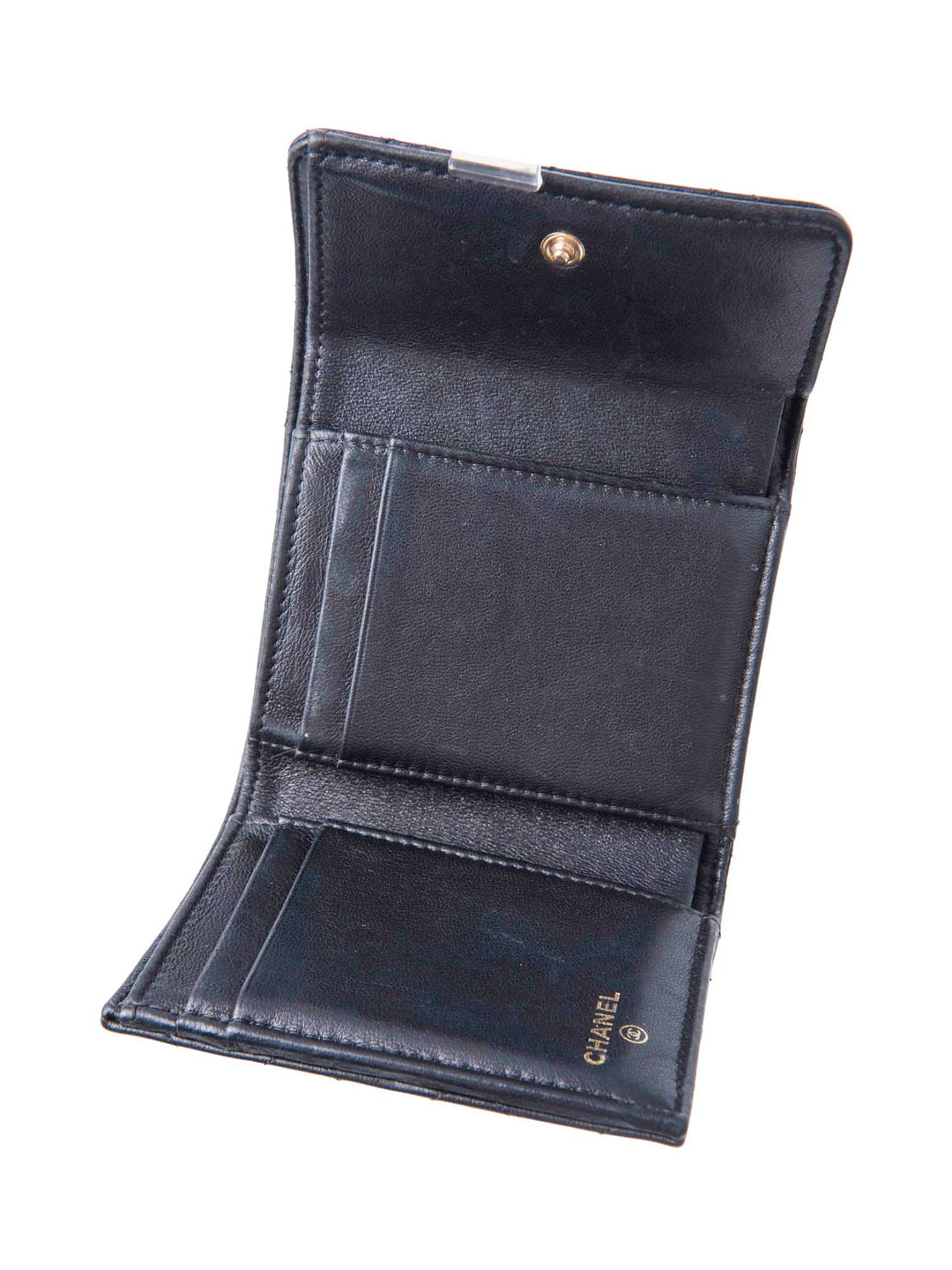 Top Quality Chanel CC Logo Quilted Compact Wallet Black