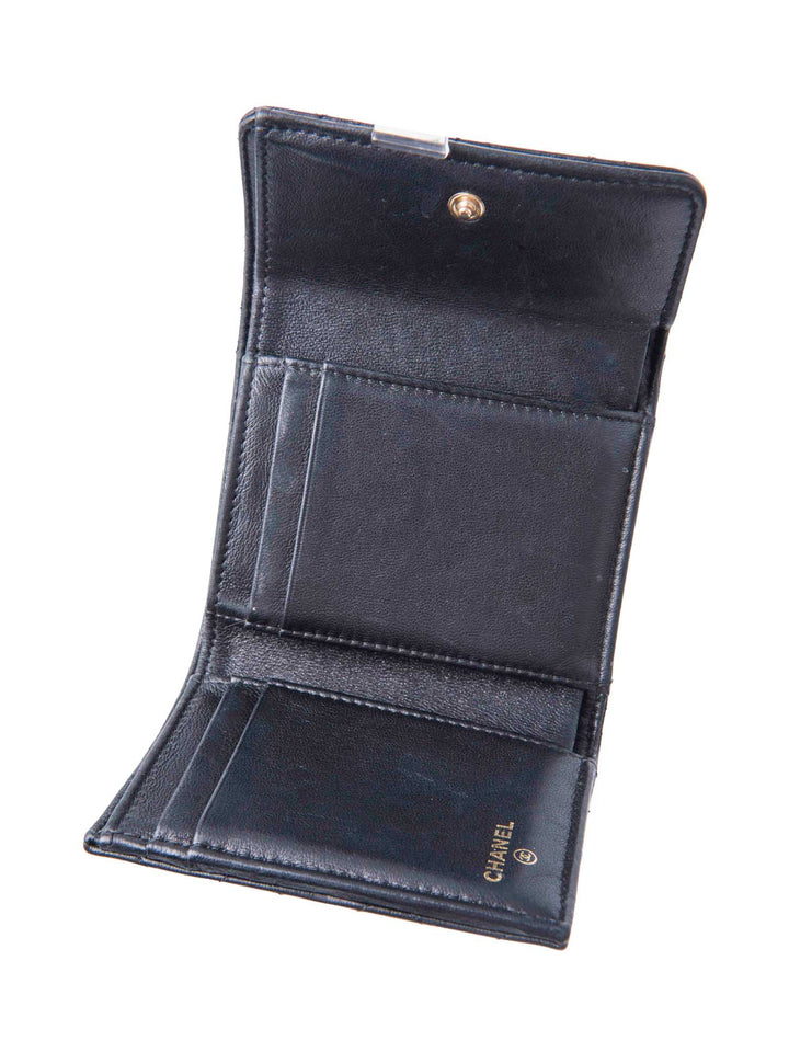 Top Quality Chanel CC Logo Quilted Compact Wallet Black