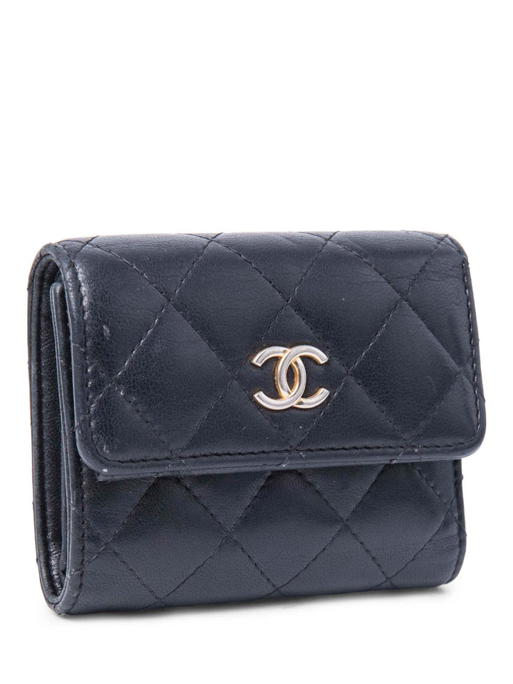 Top Quality Chanel CC Logo Quilted Compact Wallet Black