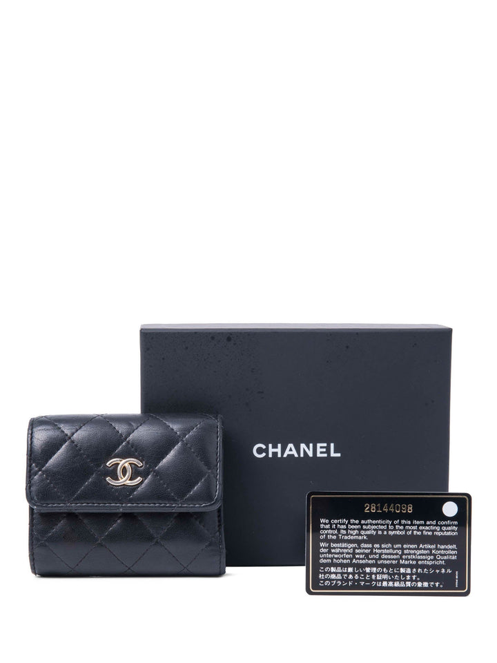 Top Quality Chanel CC Logo Quilted Compact Wallet Black