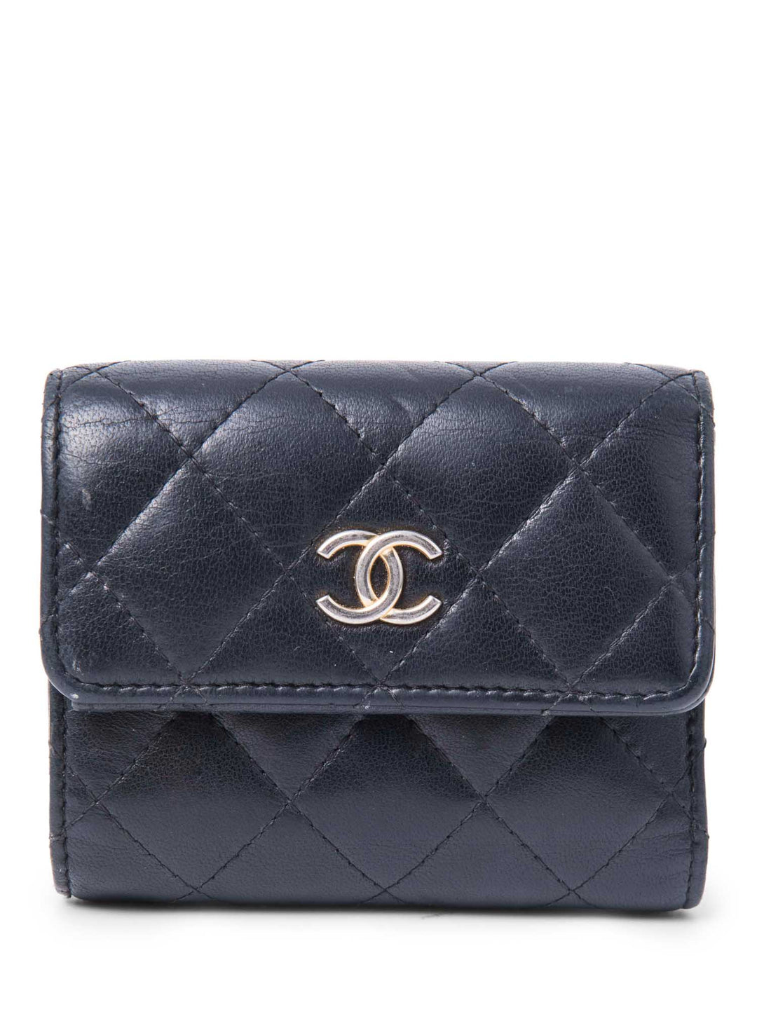 Top Quality Chanel CC Logo Quilted Compact Wallet Black