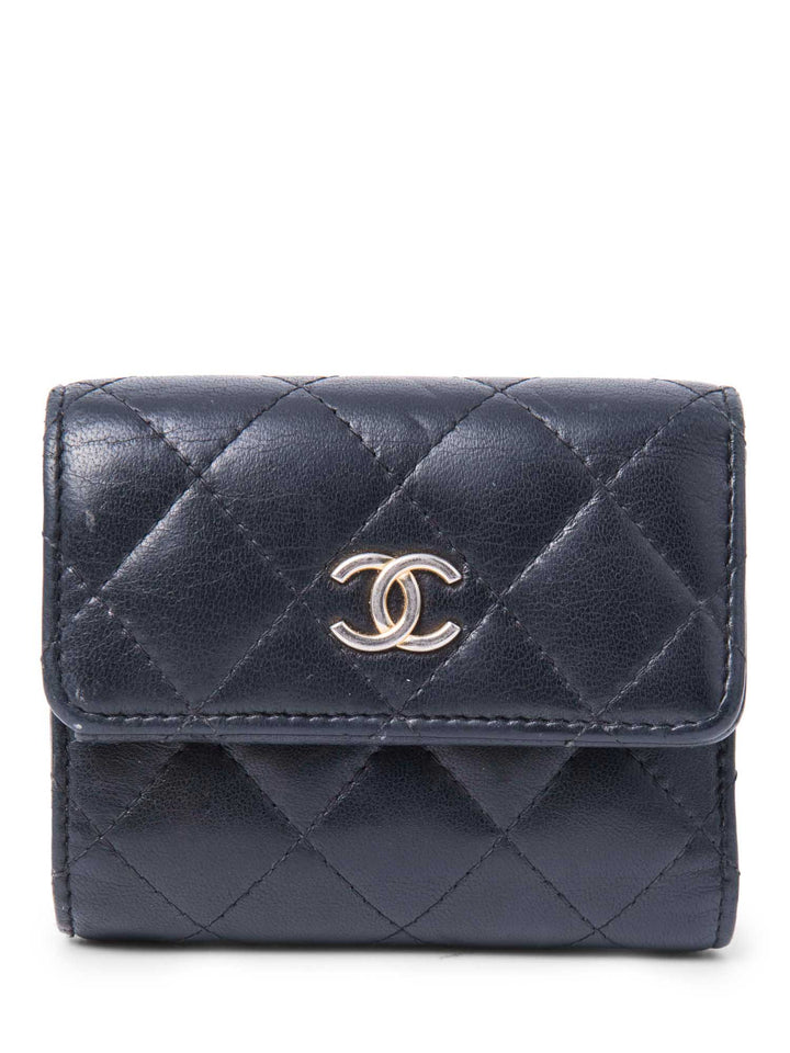 Top Quality Chanel CC Logo Quilted Compact Wallet Black