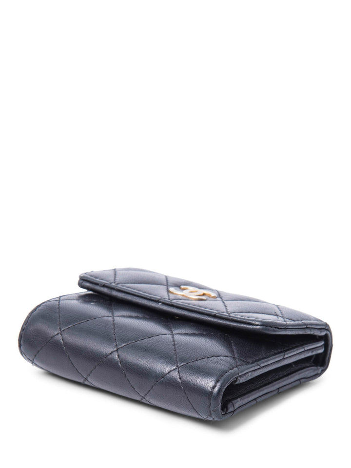 Top Quality Chanel CC Logo Quilted Compact Wallet Black