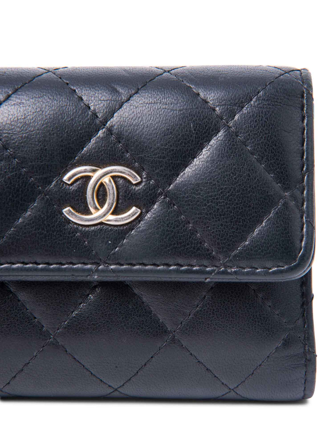 Top Quality Chanel CC Logo Quilted Compact Wallet Black