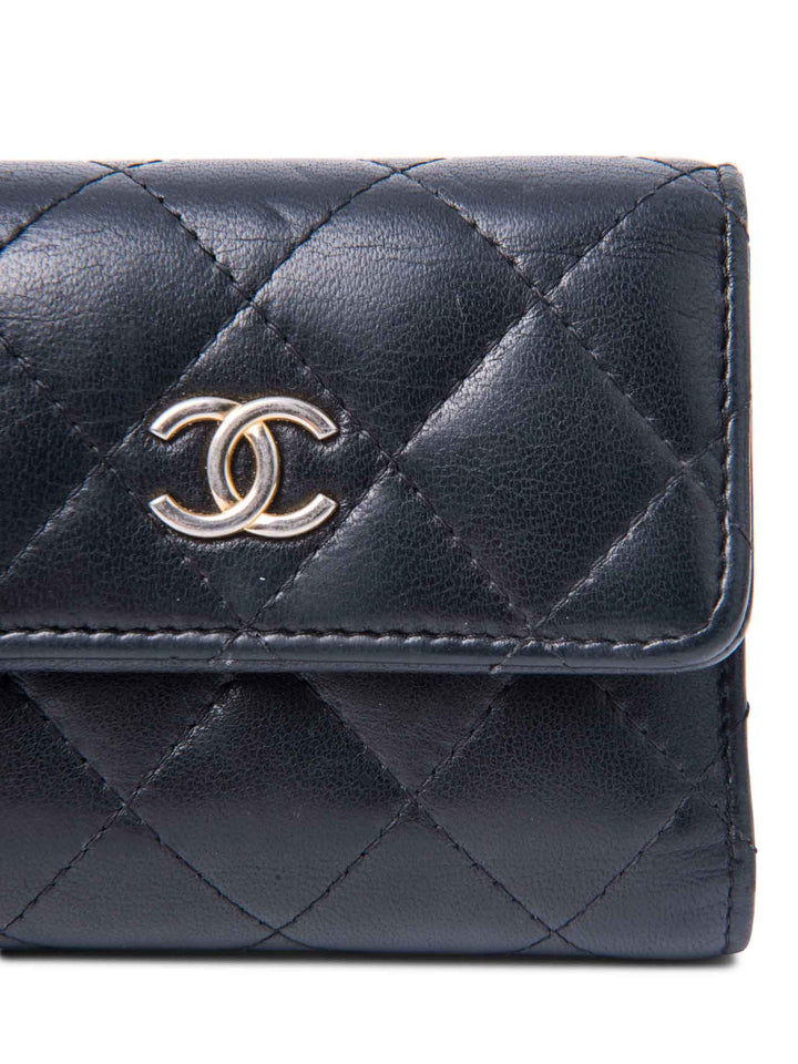 Top Quality Chanel CC Logo Quilted Compact Wallet Black