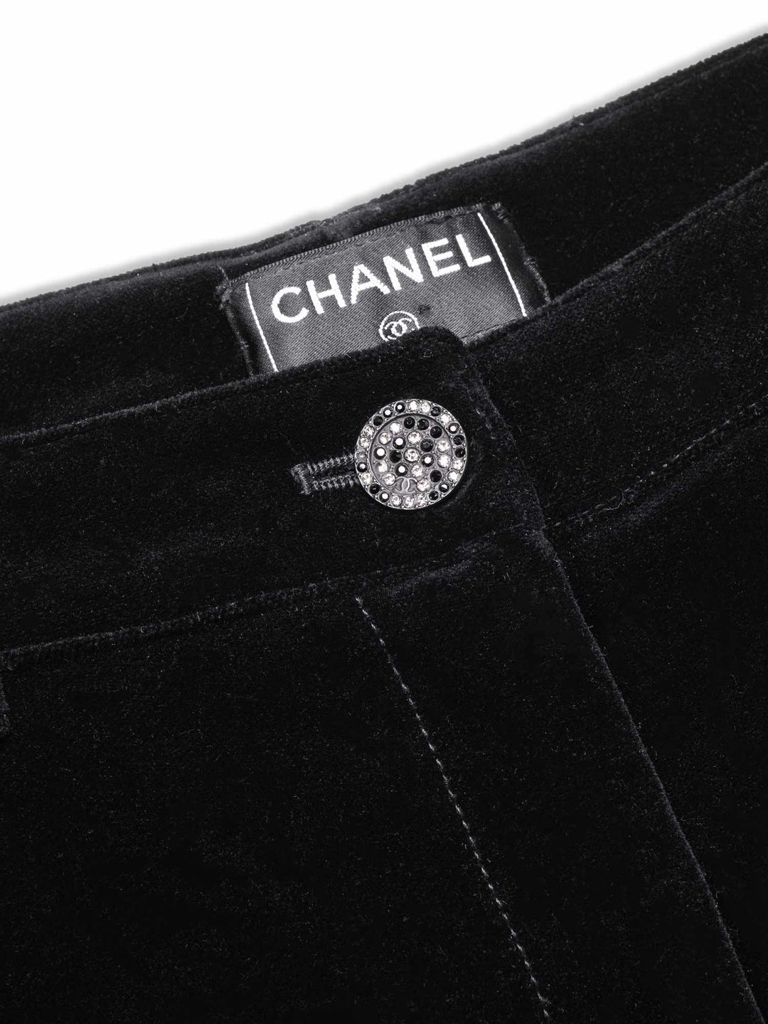 Top Quality Chanel CC Logo Velvet Pants Black