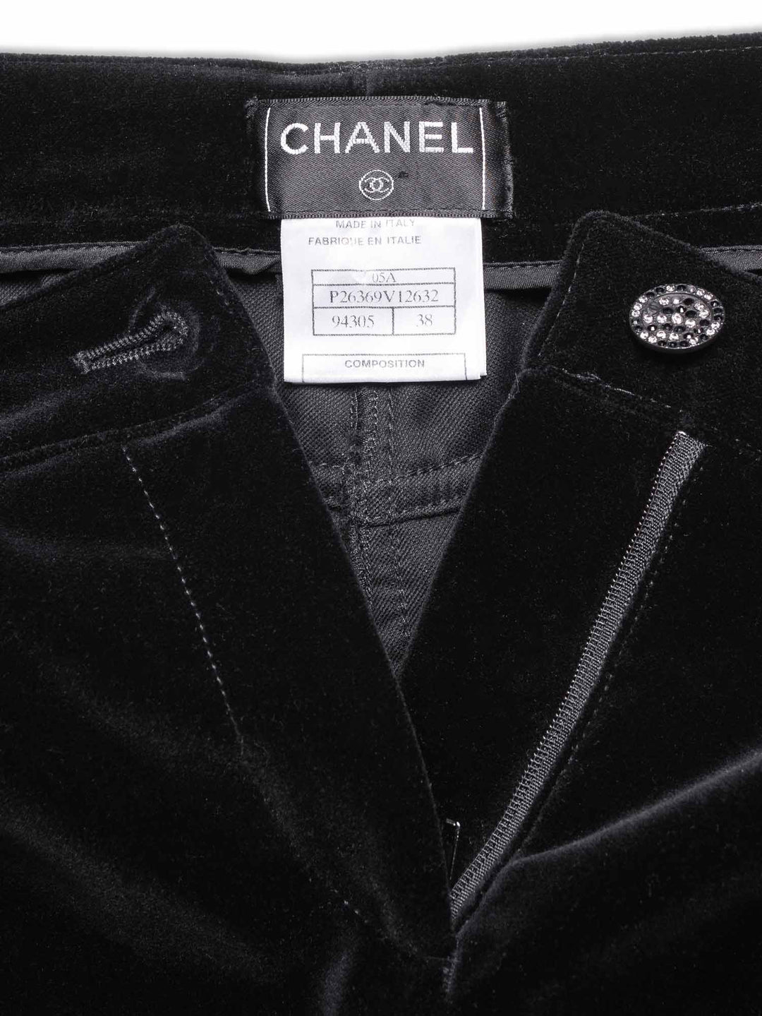 Top Quality Chanel CC Logo Velvet Pants Black