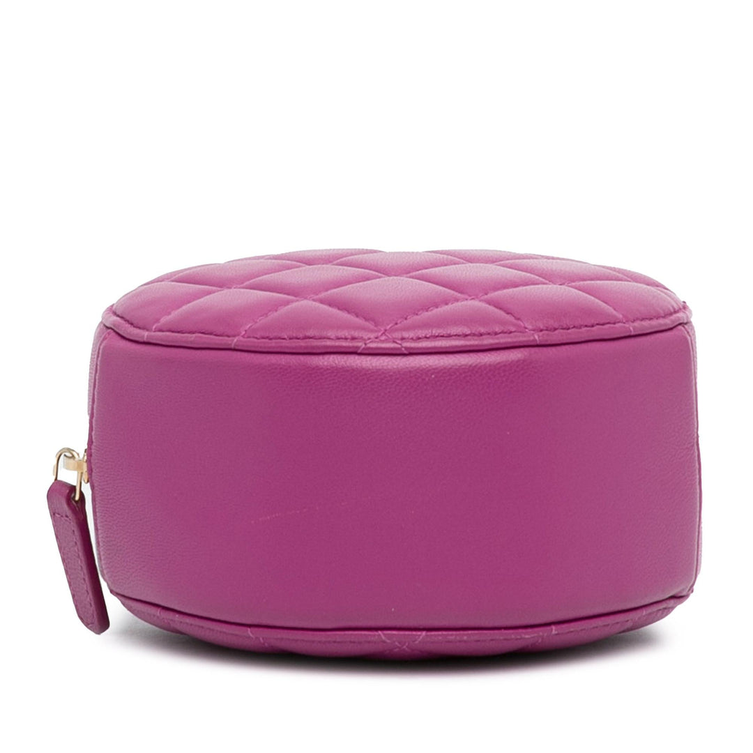 Top Quality Chanel CC Quilted Lambskin Pearl Crush Round Clutch with Chain (SHG-oOV0JN)
