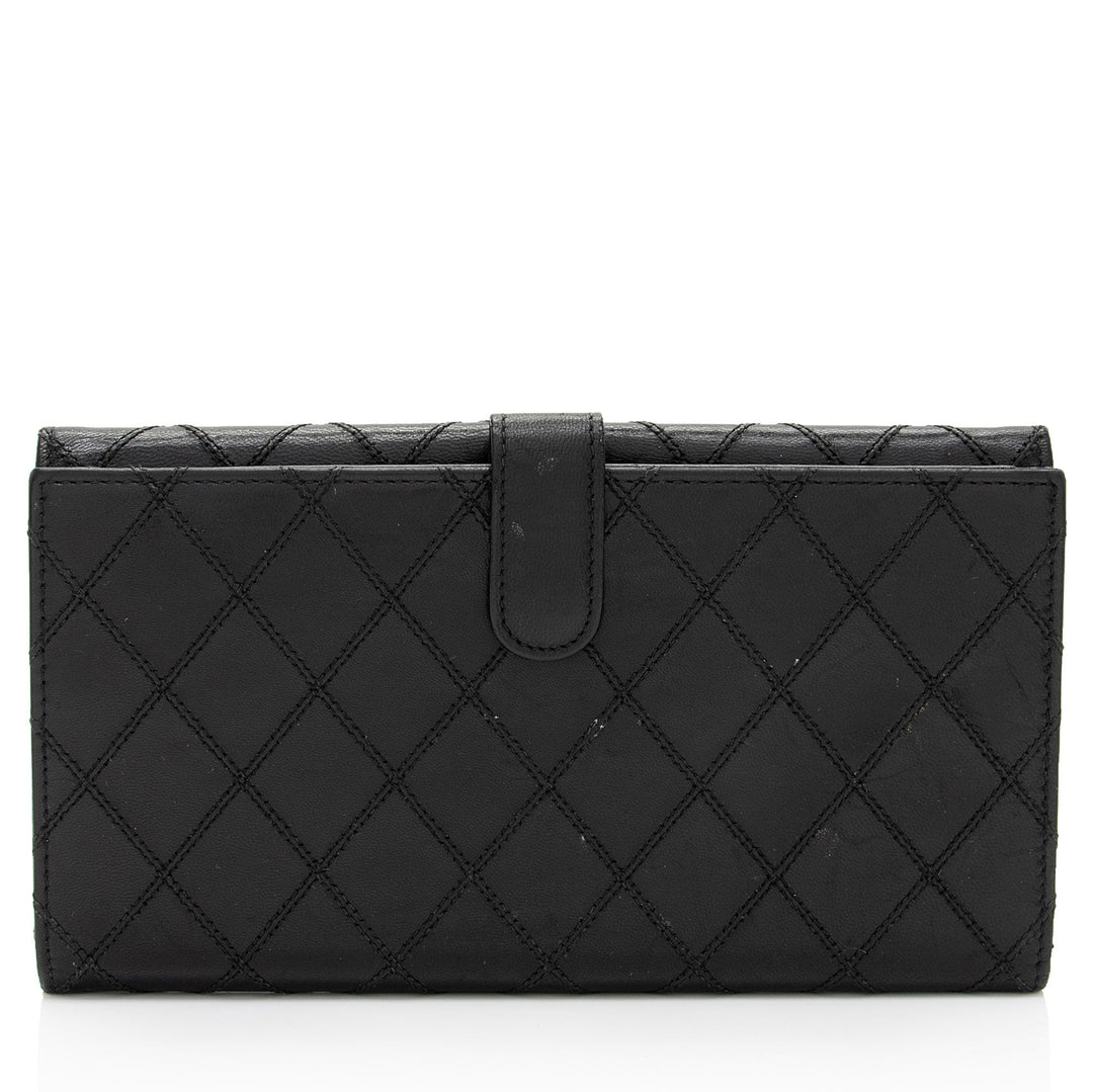 Top Quality Chanel Calfskin Diamond Wild Stitch French Purse Wallet (SHF-snVzTa)