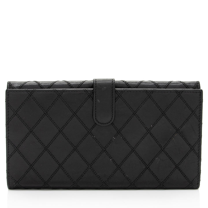 Top Quality Chanel Calfskin Diamond Wild Stitch French Purse Wallet (SHF-snVzTa)