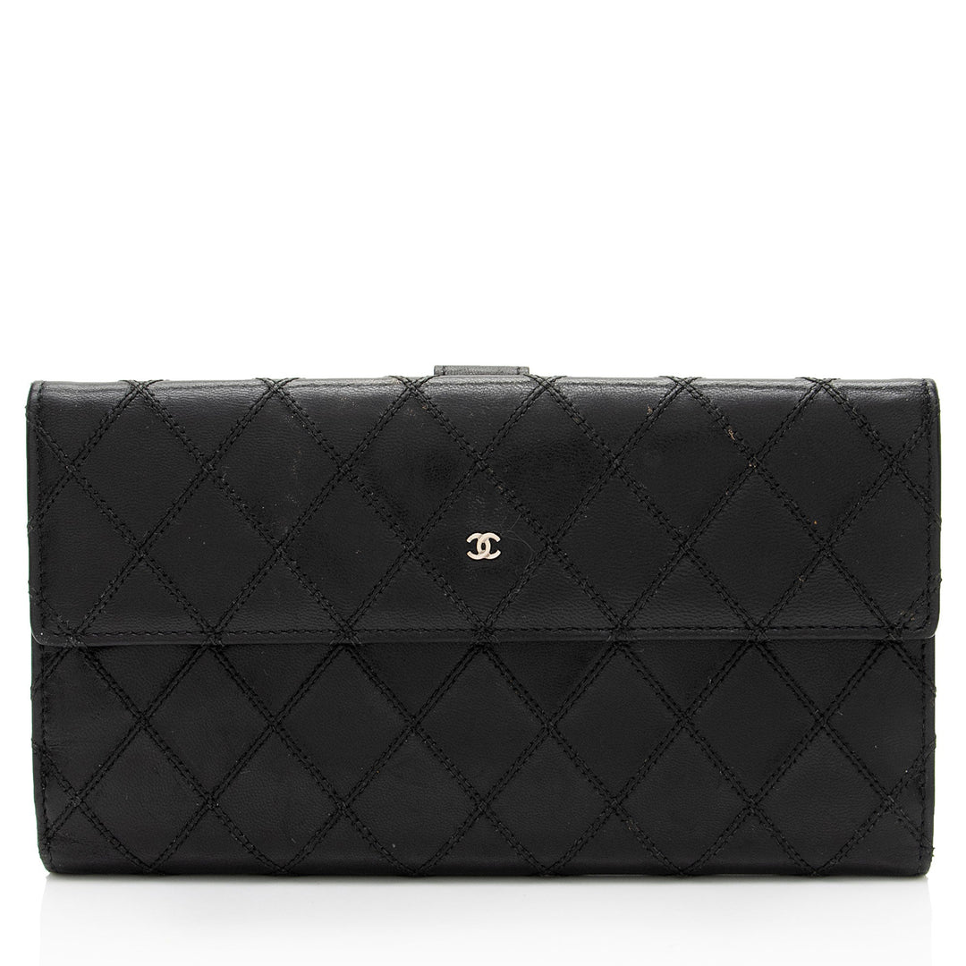 Top Quality Chanel Calfskin Diamond Wild Stitch French Purse Wallet (SHF-snVzTa)