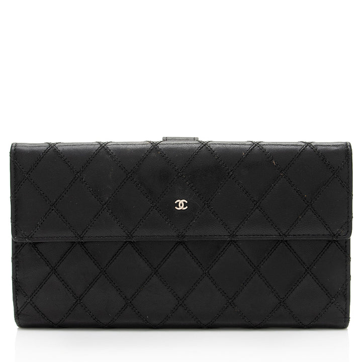 Top Quality Chanel Calfskin Diamond Wild Stitch French Purse Wallet (SHF-snVzTa)