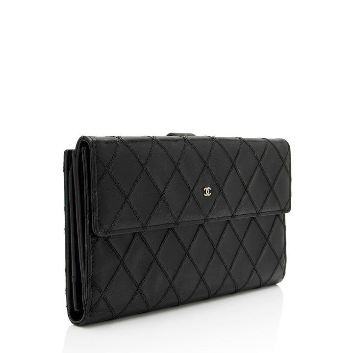 Top Quality Chanel Calfskin Diamond Wild Stitch French Purse Wallet (SHF-snVzTa)