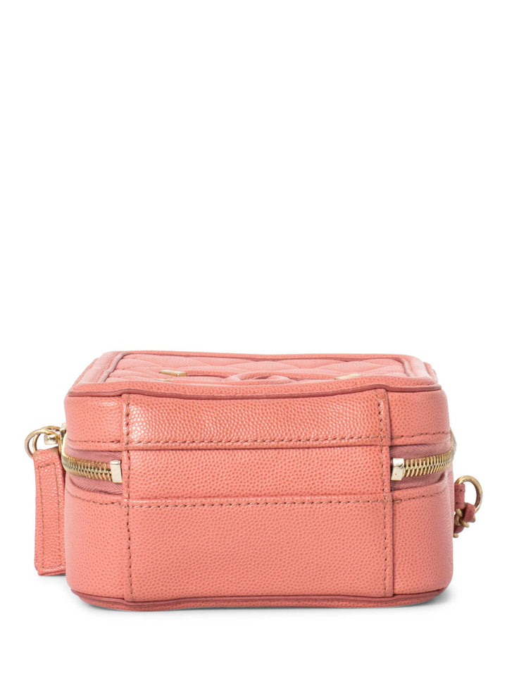Chanel Caviar Quilted CC North South Filigree Vanity Case Pink