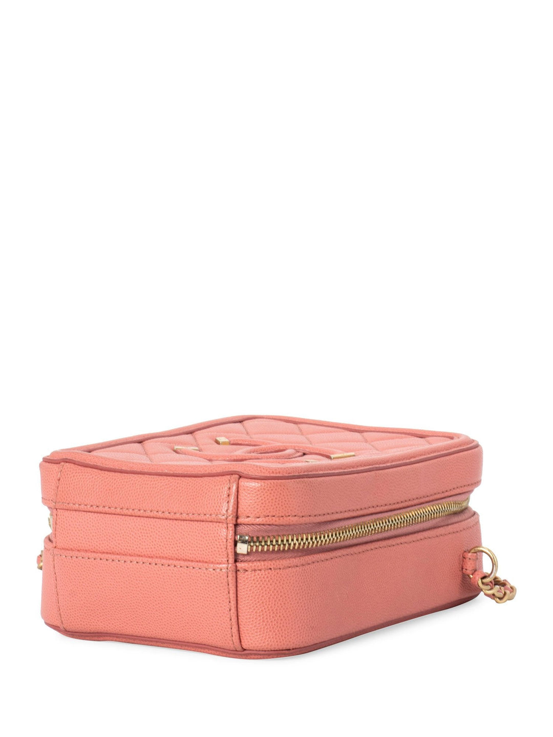 Chanel Caviar Quilted CC North South Filigree Vanity Case Pink