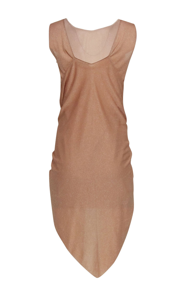 Top Quality Chanel - Champagne Gold Glitter Sleeveless Dress w/ Attached Shawl Sz 2