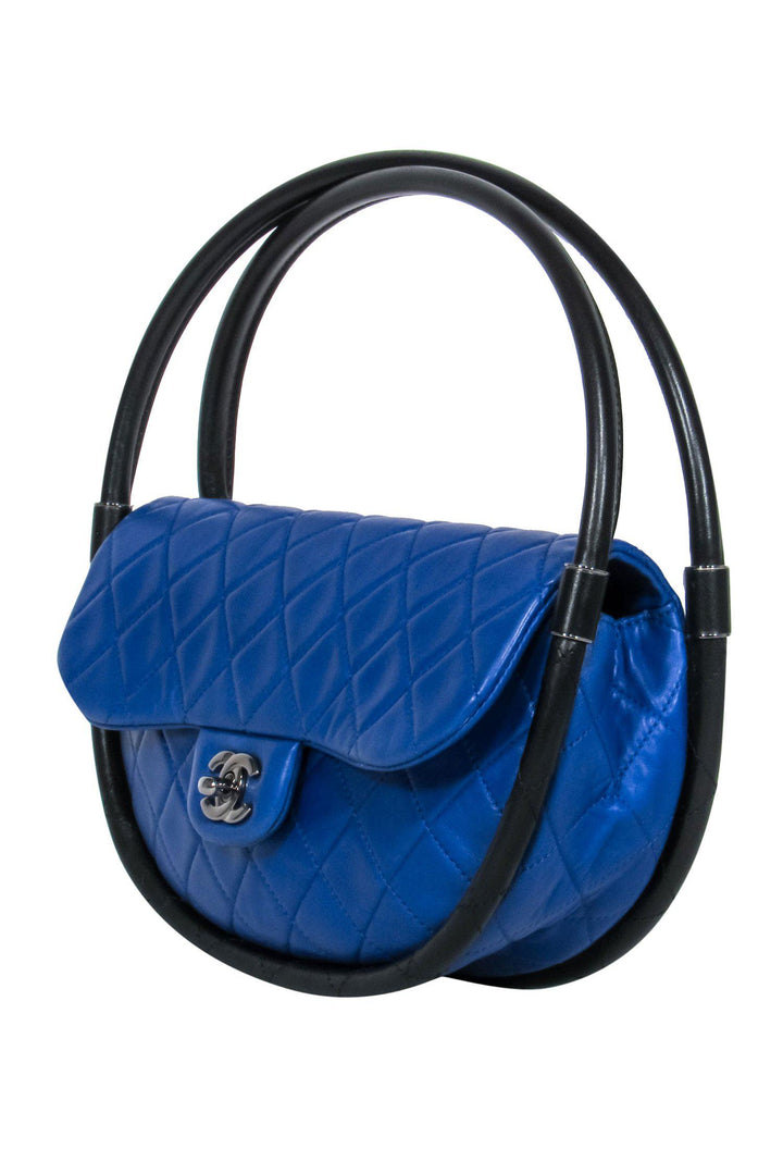 Top Quality Chanel - Cobalt Blue Rare Quilted "Hula Hoop" Handbag
