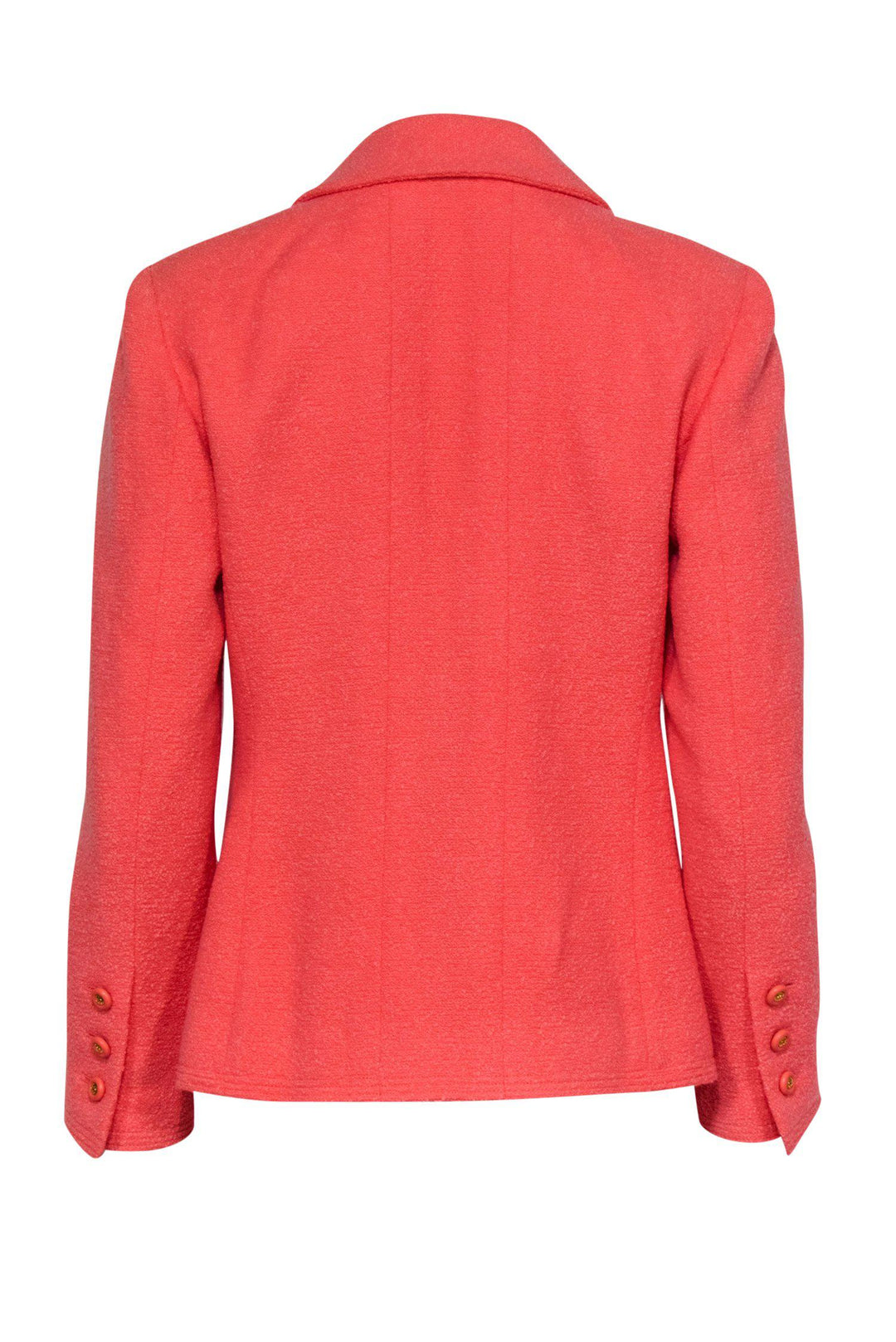 Top Quality Chanel - Coral Tweed Button-Front Blazer w/ Gold Buttons Sz 8