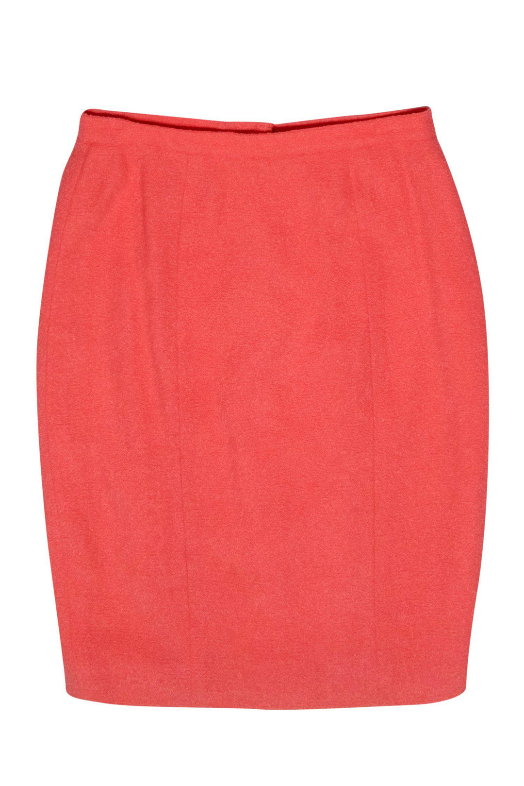 Top Quality Chanel - Coral Tweed Pencil Skirt w/ Golden Button Accents Sz 8