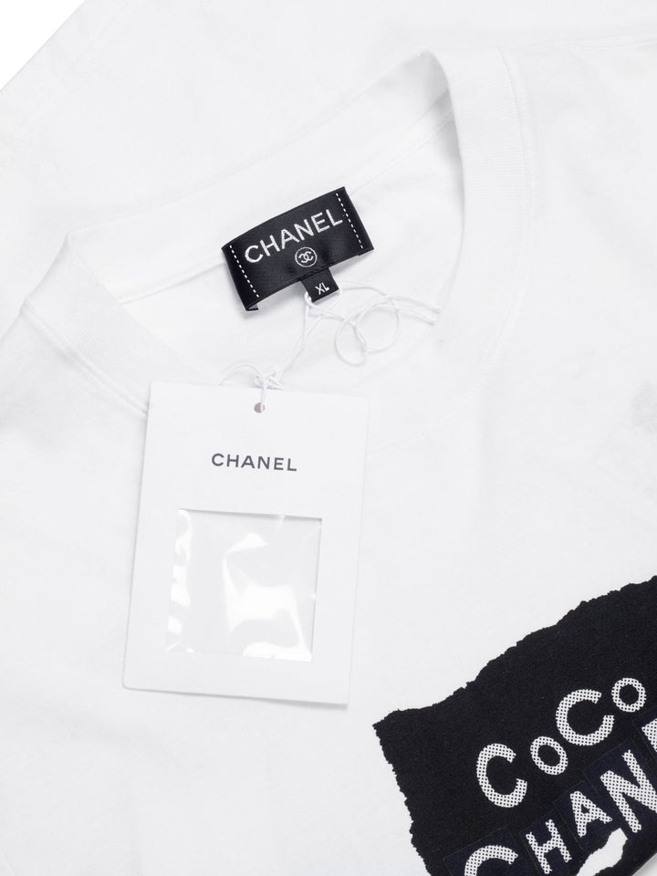 Top Quality Chanel Cotton Sequin CC Logo Shirt White Black
